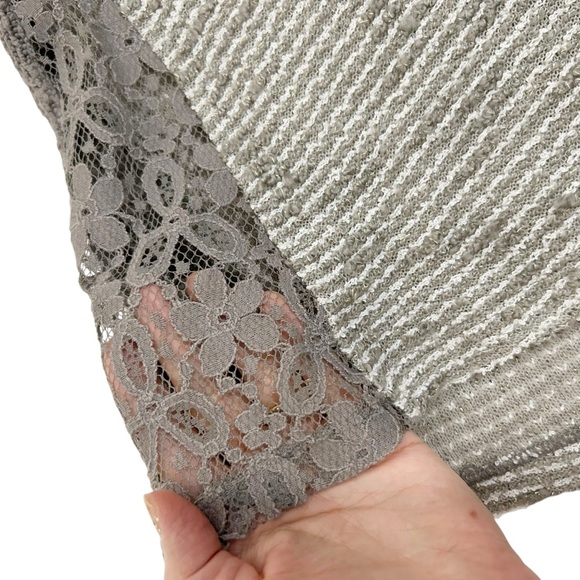 Anthropologie Angel Of The North Lace Inset Mixed Media Striped Sweater Size M - Picture 7 of 13